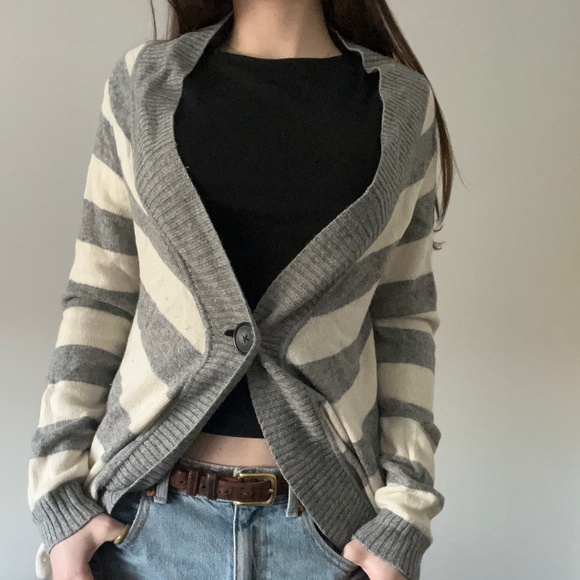 Banana Republic - Striped Lambswool Cardigan: Women's Size M - Picture 1 of 9